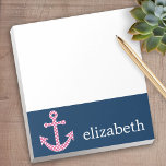 Cute Pink Polka Dot Anchor with Navy Custom Name Notepad<br><div class="desc">A trendy and elegant design with dots and preppy colours plus an area to add your name or monogram.</div>