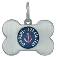 Cute Pink Polka Dot Anchor with Navy Custom Name