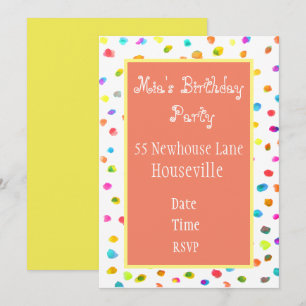 Cute pink polka dot art girl Party Invitation