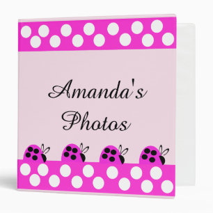 Cute Pink Polka Dot Ladybug Photo Album Binder