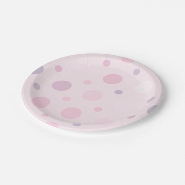 Cute Pink Polka Dot Pattern Paper Plate (Angled)