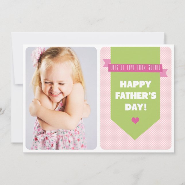 Cute Pink Polka Dots | Father's Day Flat Card (Front)