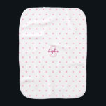 Cute Pink Polka Dots Monogram Soft Newborn Infant Burp Cloth<br><div class="desc">Create your own custom, personalized, 100% ultra-soft polyester fleece, gentle on baby’s skin, unique, one-of-a-kind, dark pink typography script name initial, cute stylish retro pink polka dots pattern on white background, monogrammed baby burp cloth. Simply type in the baby's initial / monogram and name, to customize. Makes a wonderful, custom,...</div>