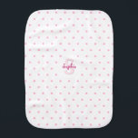Cute Pink Polka Dots Monogram Soft Newborn Infant Burp Cloth<br><div class="desc">Create your own custom, personalized, 100% ultra-soft polyester fleece, gentle on baby’s skin, unique, one-of-a-kind, dark pink typography script name initial, cute stylish retro pink polka dots pattern on white background, monogrammed baby burp cloth. Simply type in the baby's initial / monogram and name, to customize. Makes a wonderful, custom,...</div>