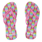Cute pink popsicle print custom beach flip flops