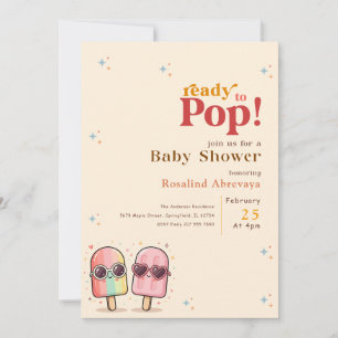 Cute Pink Popsicle Ready to Pop Baby Shower Invitation