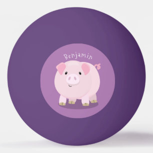Cute pink pot bellied pig cartoon illustration ping pong ball