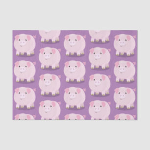 Cute pink pot bellied pig cartoon illustration tissue paper