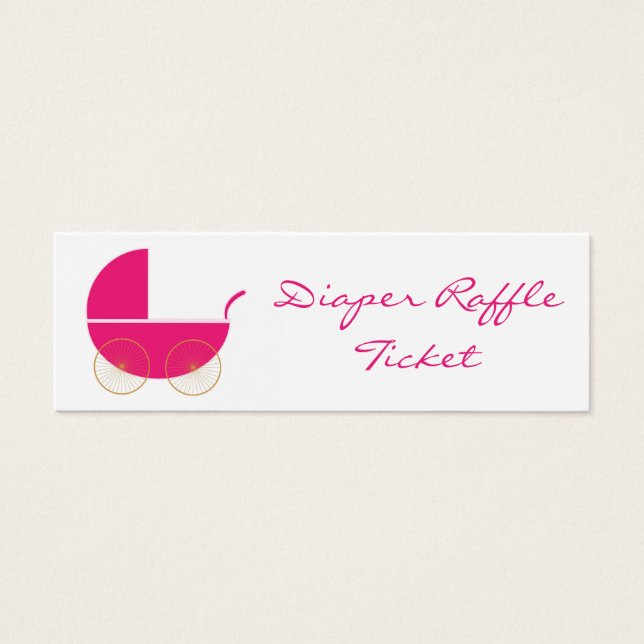 Cute Pink Pram Diaper Raffle Ticket - Skinny Card (Front)