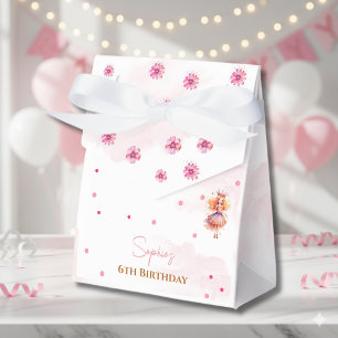 Cute pink princess and balloons birthday favor box