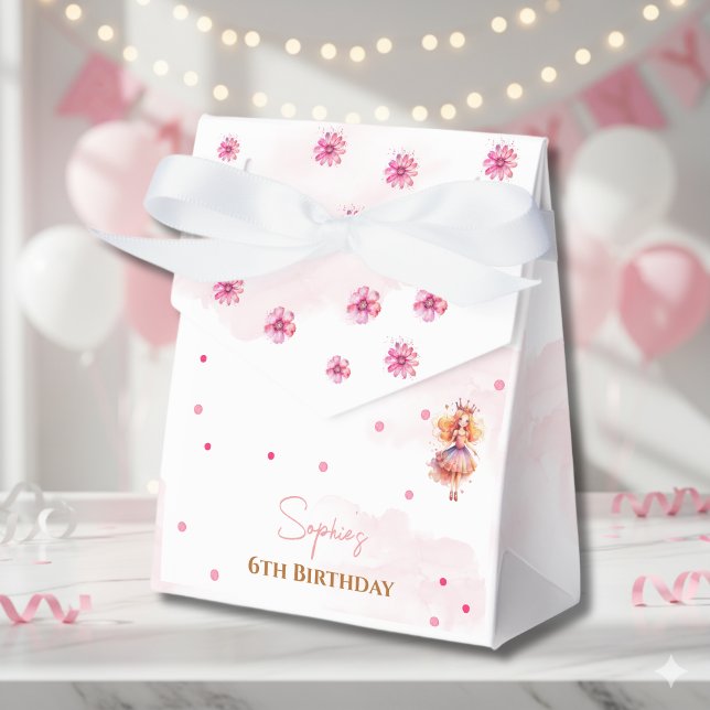 Cute pink princess and balloons birthday favor box (Creator Uploaded)