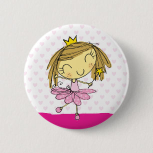 Cute Pink Princess Ballet girl 2 Inch Round Button