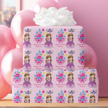 Cute Pink Princess Castle Custom Birthday Girl Wrapping Paper<br><div class="desc">A pretty personalized princess birthday wrapping paper featuring a beautiful little girl in a queen ball gown with pink bows standing in front of a pink castle. Cute custom gift wrap for a little girl. Add your child's name underneath the castle steps of this fairy tale design.</div>
