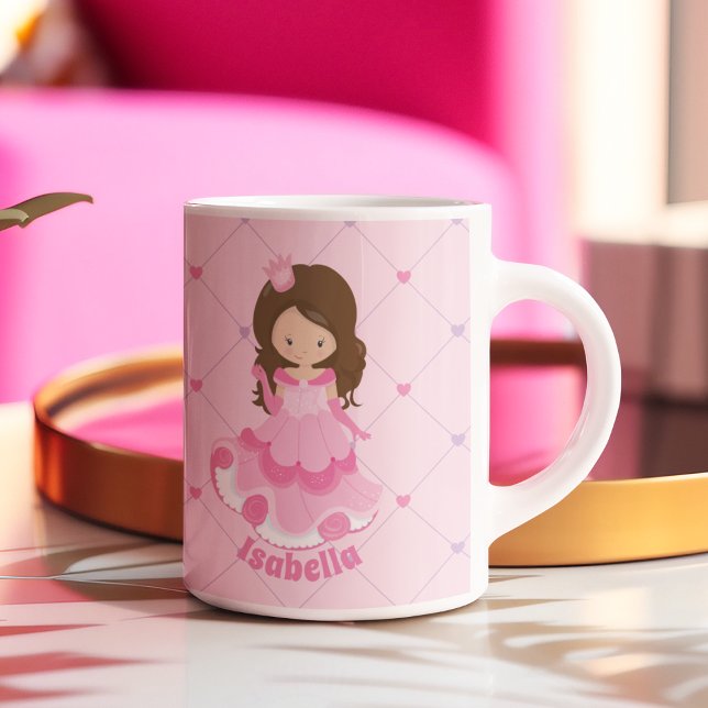 Cute Pink Princess Girl Personalized Kids Name Coffee Mug (Creator Uploaded)