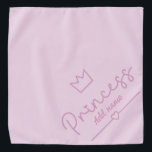 Cute Pink Princess typography with crown Bandana<br><div class="desc">Transform your furry friend into a little princess with this adorable pink dog bandana! Featuring a delicate crown design and your pet's name in a playful font, it's the perfect accessory for a pampered pooch. The soft pink colour and minimalist design make it a sweet choice for baby showers, birthdays,...</div>