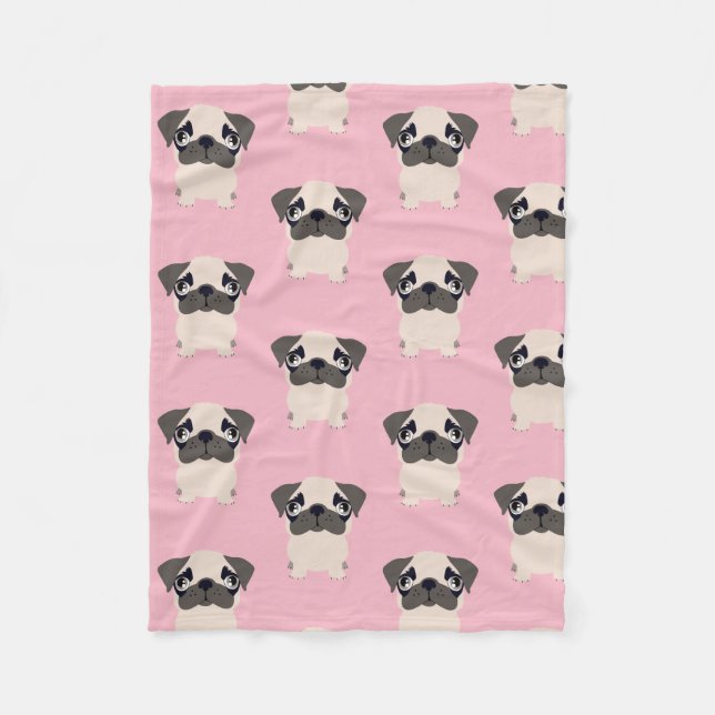 Cute Pink Pug Blanket (Front)