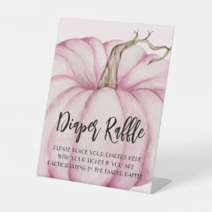 Cute Pink Pumpkin Baby Shower Diaper Raffle Pedestal Sign