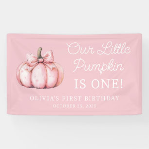 Cute Pink Pumpkin Girl Baby 1st Birthday Banner