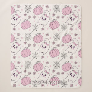 Cute Pink Pumpkin Halloween Pattern Sherpa Blanket