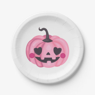 Cute Pink Pumpkin  Paper Plate