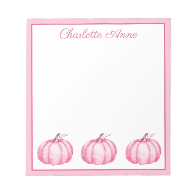 Cute Pink Pumpkins Personalized Notepad (Front)