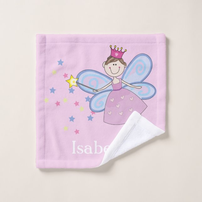 Cute pink purple blue fairy cartoon personalized wash cloth (Wash Cloth)