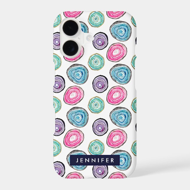 Cute pink purple blue geode pattern personalized (Back)