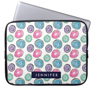 Cute pink purple blue geode pattern personalized laptop sleeve