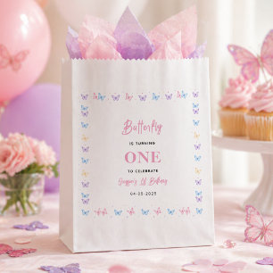 Cute Pink Purple Butterfly 1st Birthday for Girls Favour Bag