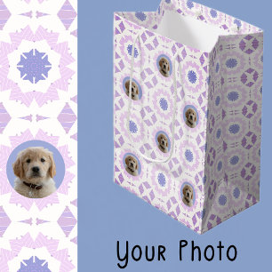 Cute Pink Purple Christmas Dog Lover Pet Mom Gift  Medium Gift Bag
