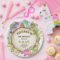 Cute Pink Purple Dinosaurs Jurrasic Girl Birthday