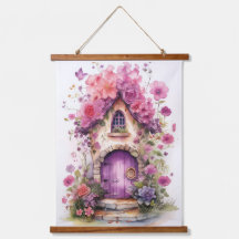 Cute pink & purple floral fairy door 