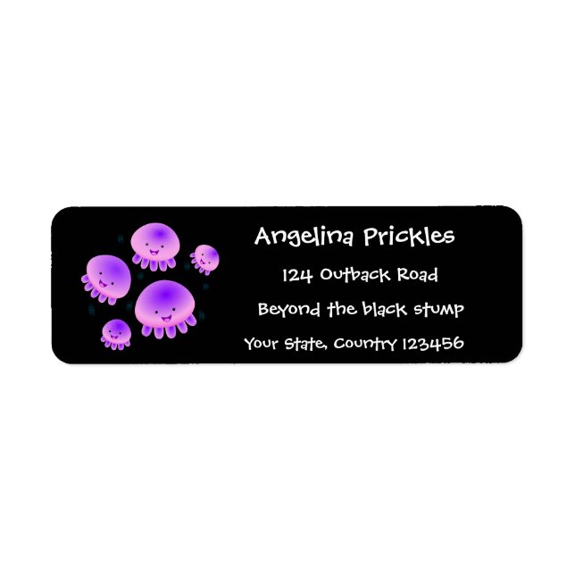 Cute pink purple jellyfish kawaii cartoon (Front)