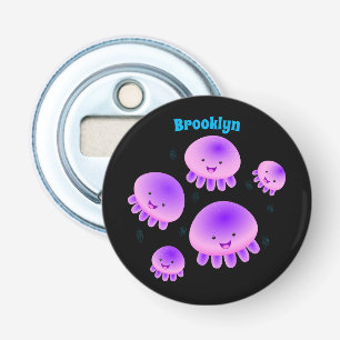 Cute pink purple jellyfish kawaii cartoon bottle opener