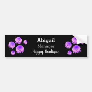 Cute pink purple jellyfish kawaii cartoon bumper sticker