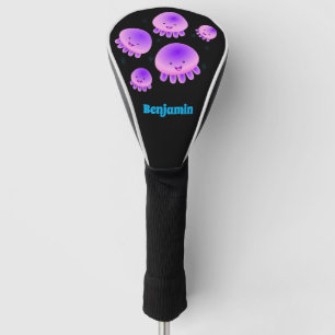 Cute pink purple jellyfish kawaii cartoon golf head cover