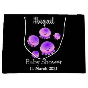 Cute pink purple jellyfish kawaii cartoon large gift bag