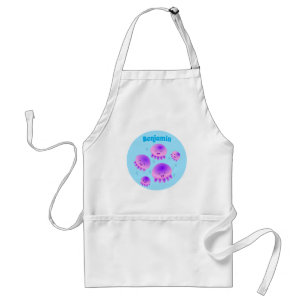Cute pink purple jellyfish kawaii cartoon standard apron