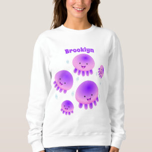 Cute pink purple jellyfish kawaii cartoon sweatshirt