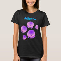 Cute pink purple jellyfish kawaii cartoon