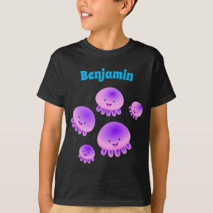 Cute pink purple jellyfish kawaii cartoon T-Shirt