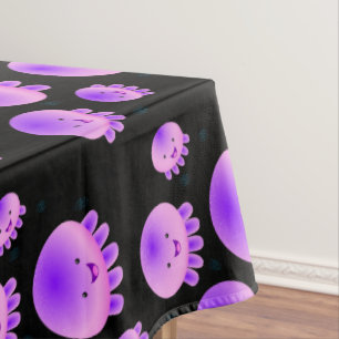 Cute pink purple jellyfish kawaii cartoon tablecloth