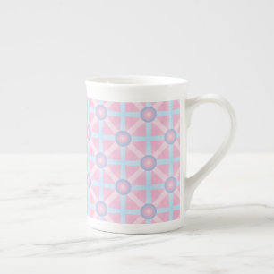 Cute Pink, Purple & Light Blue Pattern Bone China Mug