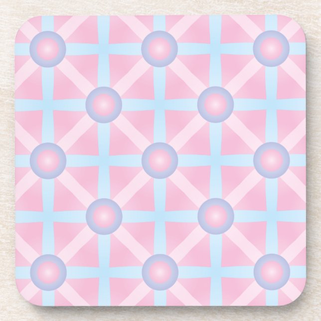 Cute Pink, Purple & Light Blue Pattern Coaster (Front)