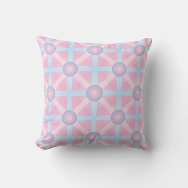 Cute Pink, Purple & Light Blue Pattern Throw Pillow (Front)