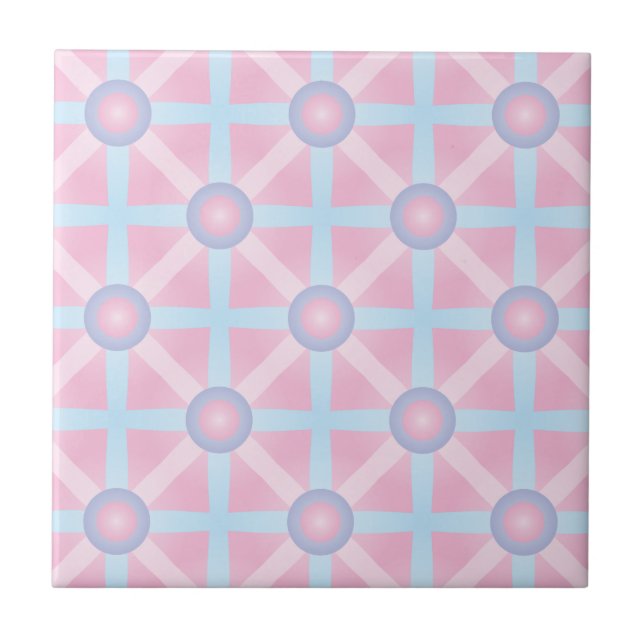 Cute Pink, Purple & Light Blue Pattern Tile (Front)