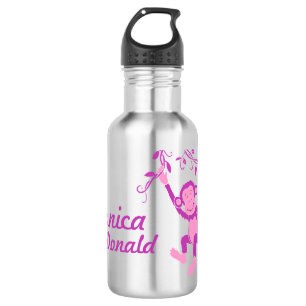 Cute pink purple monkey girls drinks bottle