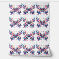 Cute Pink & Purple Pattern Butterflies Wallpaper
