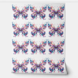 Cute Pink & Purple Pattern Butterflies Wallpaper