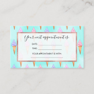 Cute Pink Purple Summer Ice Cream Cones Watercolor Appointment Card